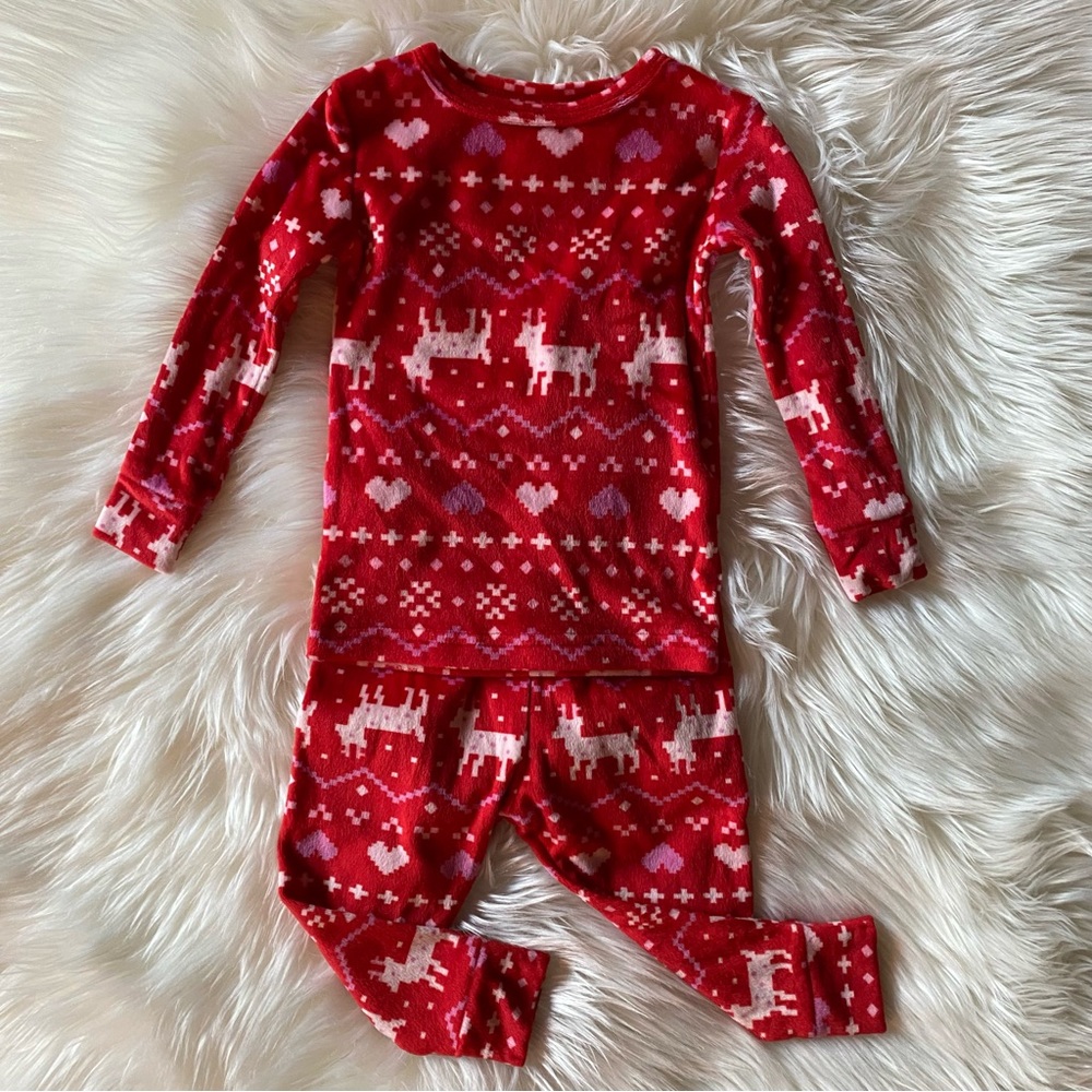 NWOT Cat & Jack Girls 18 Months Fairisle Print Soft Velour Christmas Paj…